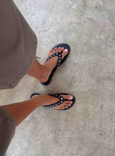 Lyana Eyelet Detail Sandals Black