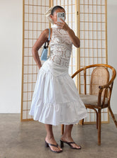 Cascades Low Rise Midi Skirt White