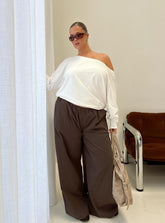 Lunea Concealed Waistband Pants Brown Curve