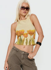 Dudley Vest Top Buttermilk Blurry Tulip