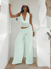 Distinction Chiffon Pants Aqua