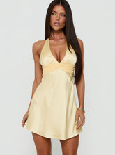 Odyssa Halter Mini Dress Yellow