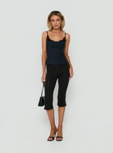 Avedon Foldover Waist Capri Pants Black