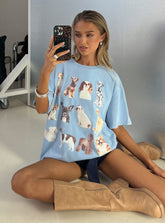 Dog Person Oversized Graphic Tee Washed Blue
