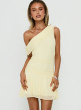 Darline One Shoulder Mini Dress Yellow