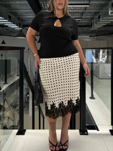 Downtown Scene Lace Trim Maxi Skirt Cream Polka Curve