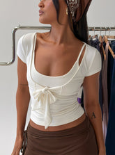 Celinne Layered Micro Bolero Top Cream