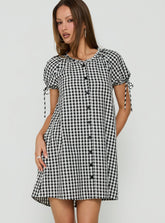 Angelikah Babydoll Mini Dress Black / White Gingham