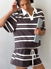 Aaren Drawstring Shorts Brown Stripe