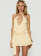 Penelopea Plunge Neck Hardware Detail Playsuit Butter