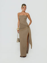 Analeah Strapless Maxi Dress Brown