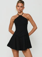 Hunnie Halter Mini Dress Black