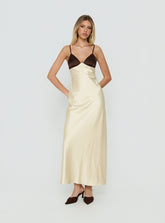 Odyessa V Neck Maxi Dress Brown / Yellow