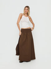 Thessa Ruched Maxi Skirt Chocolate