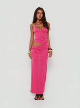 Imeraldia Hardware Halter Maxi Dress Guava