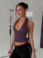 Daily Define Halter Tank Top Aubergine