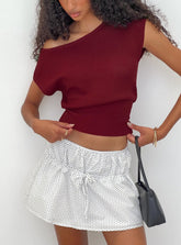 Cloud Tempo Boat Neck Cinched Knit Top Wine