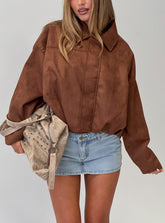Enlightened Faux Suede Bomber Jacket Caramel