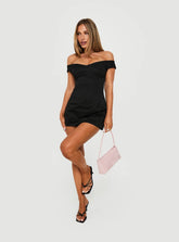 Yumiko Sweetheart Neckline Romper Black