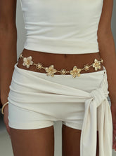 Orvena Floral Chain Belt Gold