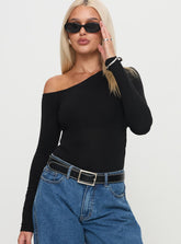 Miyako Long Sleeve Bodysuit Black