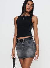 Paulette Denim Mini Skirt Grey Wash
