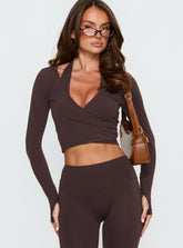 Pirouette Active Wrap Top Brown
