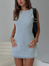 Ainsleigh Shift Denim Playsuit Light Wash Petite