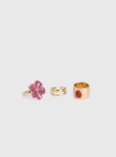 Rosellah Ring Set Gold / Pink