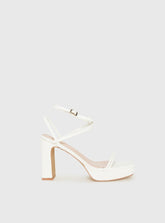 Tessie Ankle Strap Heels Matte White