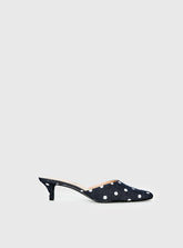 Kaelina Kitten Heels Denim Polka