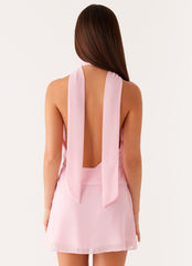 Chantal Backless Scarf Mini Dress - Pink