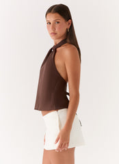 Maddox Scarf Top - Chocolate