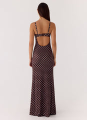 Vamonos Maxi Dress - Chocolate Blue Dot