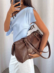 Veneza Ruched Shoulder Bag Brown