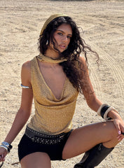 Mistori Sequin Hooded Top Gold