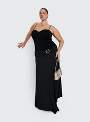 Nola Hardware Slit Maxi Skirt Black Curve
