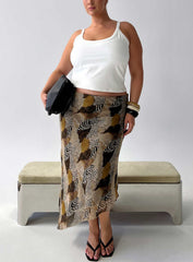 Suella Asymmetrical Midi Skirt Animal Multi Curve