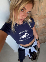 Faint of Heart Graphic Baby Tee Navy