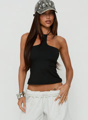 Charlottie Halter Keyhole Neckline Top Black