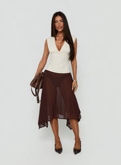 Asali Asymmetrical Midi Skirt Chocolate