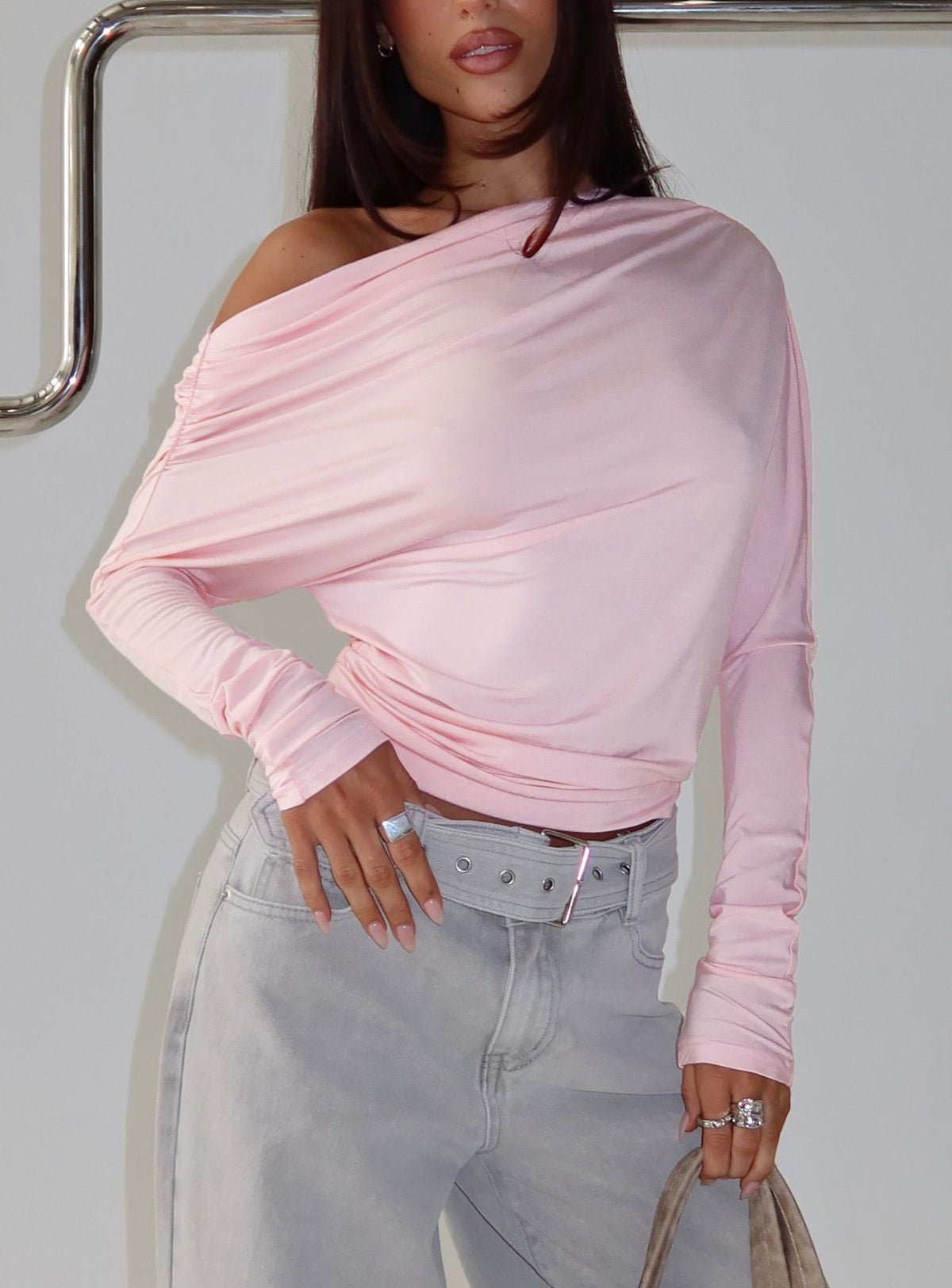 Party Hour Off Shoulder Top Pink