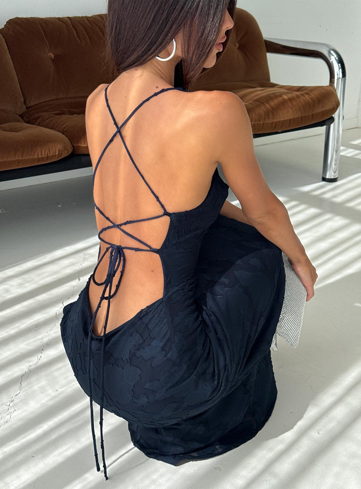 Celena Maxi Dress Navy Burnout Petite