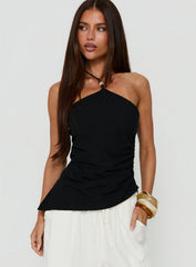 Deia Bead Detail Arrowneck Top Black