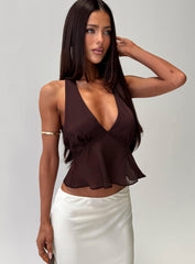 Ladylike Halter Panel Top Brown