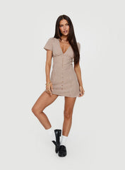Loveliness Playsuit Brown Check Petite