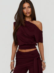 Hadlia Off Shoulder Top Burgundy