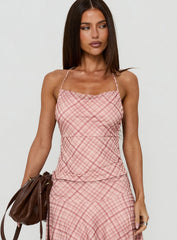 Waverlee Halter Top Pink Check