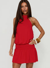Lealeia Halter Slouch Mini Dress Red