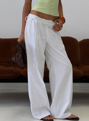 Mylana Straight Leg Tie Pants White